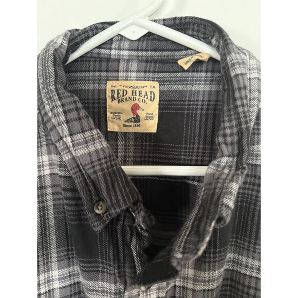 RedHead Brand Co Men's XL Flannel Shirt Black white Plaid - Picture 4 of 6